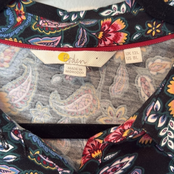 Boden Multicolor Paisley Long Sleeve Button Up Dress Womens Size 8 Midi Collar - Picture 3 of 12